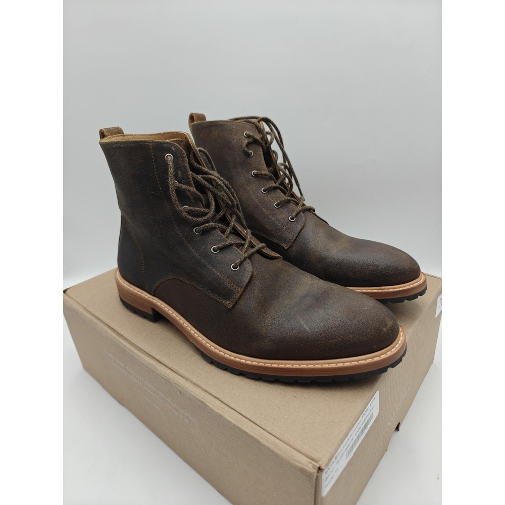 Nisolo Martin All-Weather Boots Mens Size 11‎ Brown Leather Waxed Combat